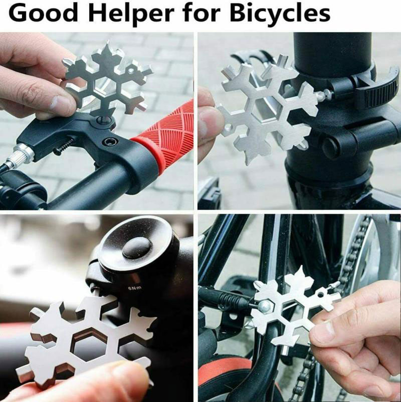 18 In 1 Steel Multi-Tool Snowflake Key Chain Screwdriver Wrench - Image 3