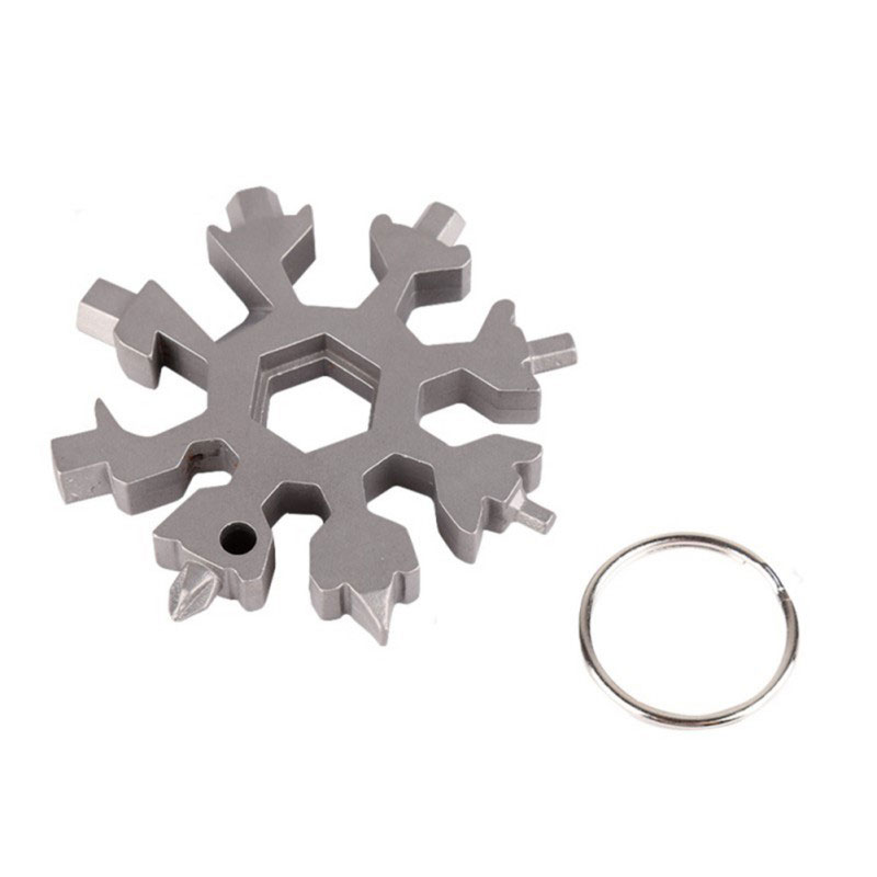 18 In 1 Steel Multi-Tool Snowflake Key Chain Screwdriver Wrench - Image 8