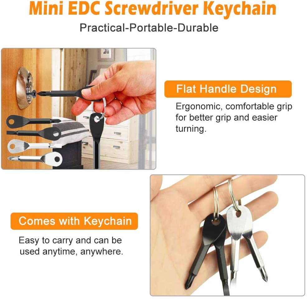 2 in 1 Steel Mini Pocket Keychain Cross & Slot Screwdriver. Flat Handle EDC Tool - Image 8