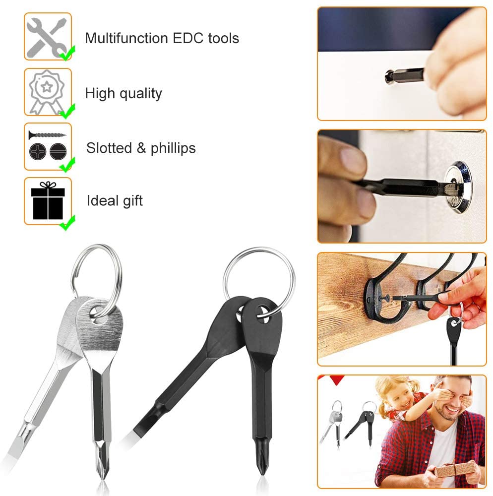 2 in 1 Steel Mini Pocket Keychain Cross & Slot Screwdriver. Flat Handle EDC Tool - Image 7