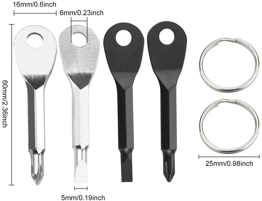 2 in 1 Steel Mini Pocket Keychain Cross & Slot Screwdriver. Flat Handle EDC Tool - Image 6