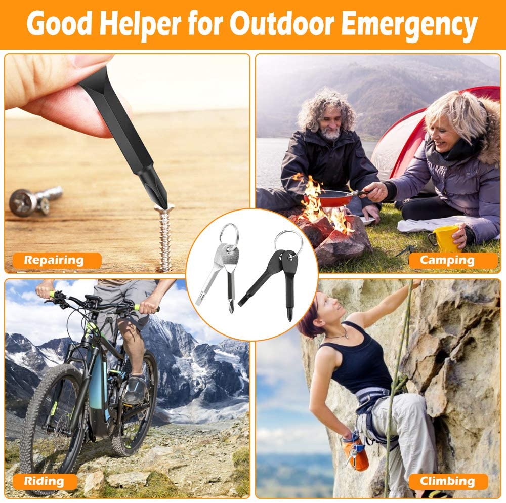 2 in 1 Steel Mini Pocket Keychain Cross & Slot Screwdriver. Flat Handle EDC Tool - Image 5