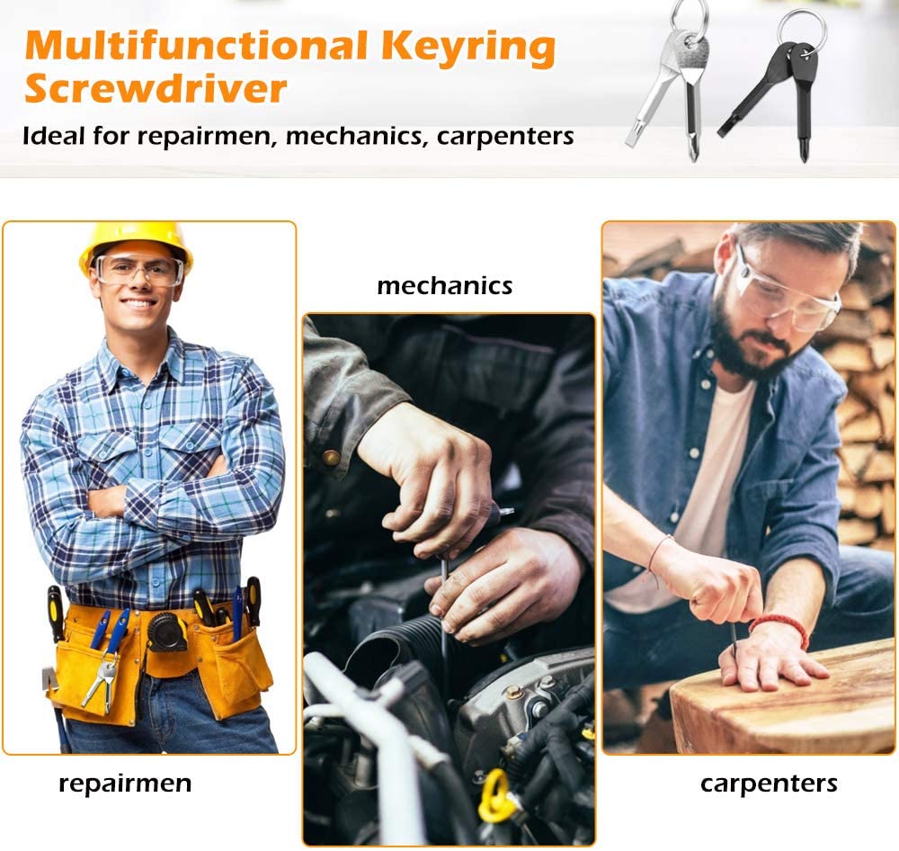 2 in 1 Steel Mini Pocket Keychain Cross & Slot Screwdriver. Flat Handle EDC Tool - Image 4