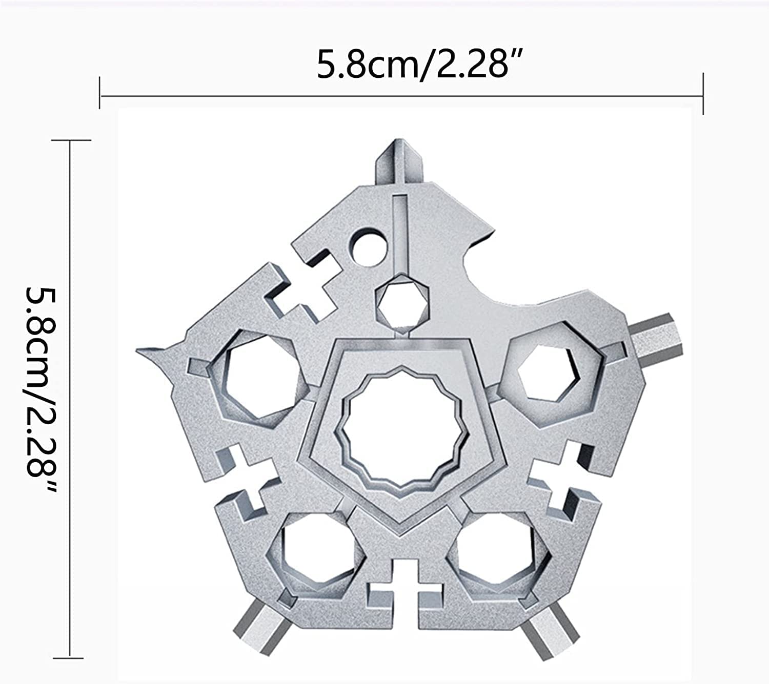 23 in 1 Pentagonal Pocket Snowflake Multitool Keyring Steel Wrench / Screwdriver - Image 6